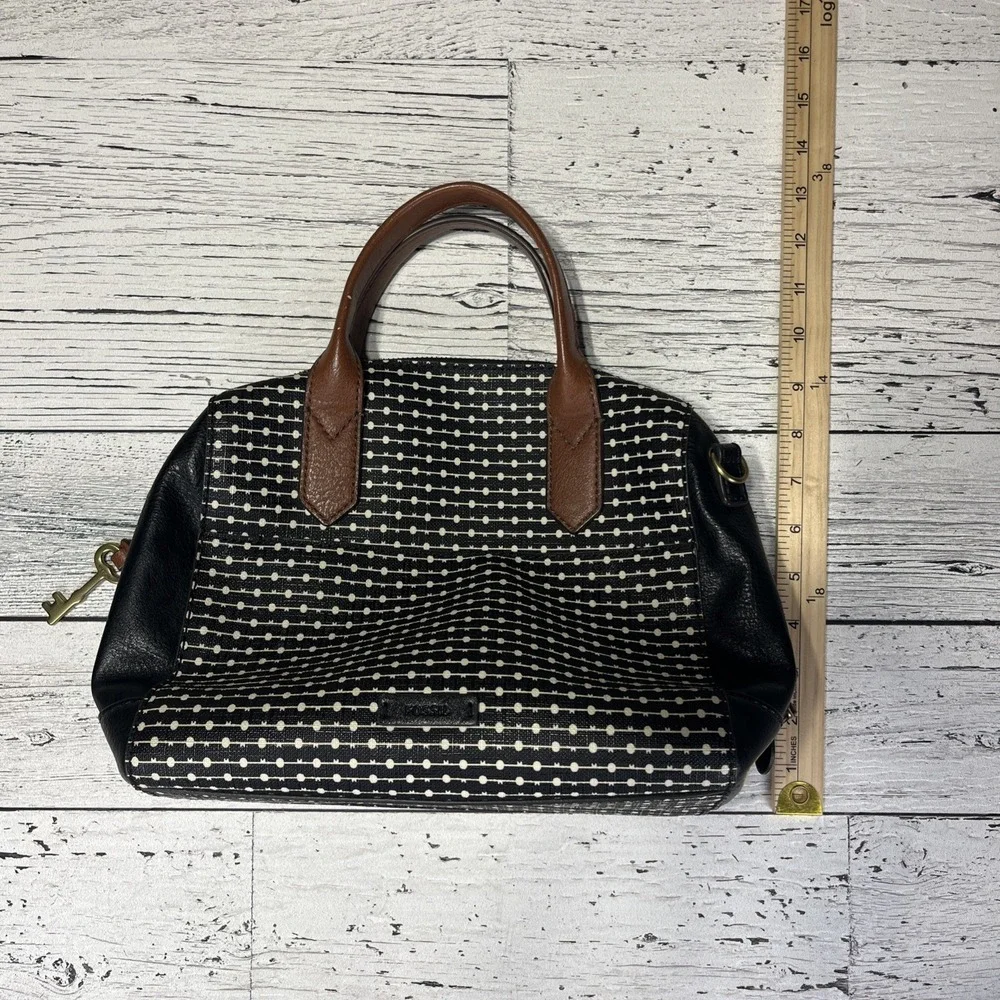 Fossil Fiona‎ Dash/dot Black And White Handbag Key bag